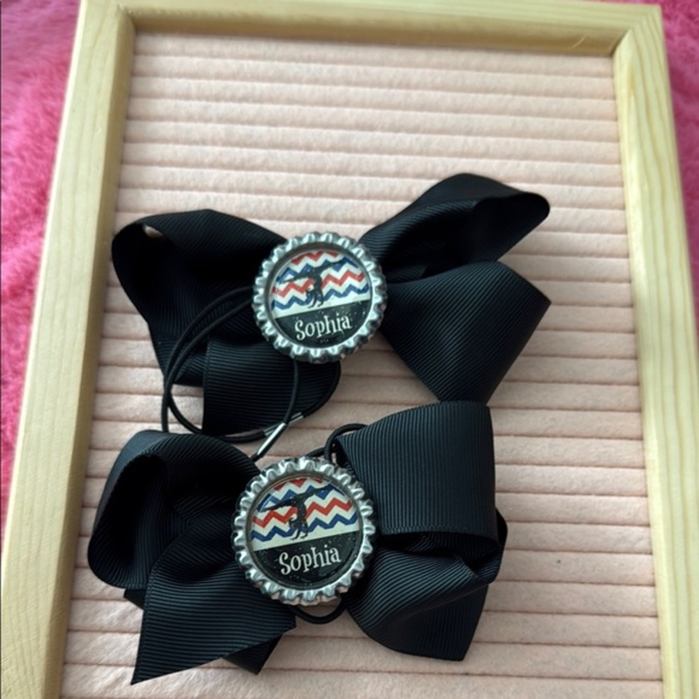 Black Hair Bows with Personalized Design